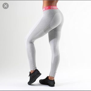 Gymshark Flex Leggings L. Grey Marl Sherbet Pink